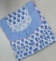 Soft Cotton Pleated , With Pockets, Half Open Large Printed Nighty