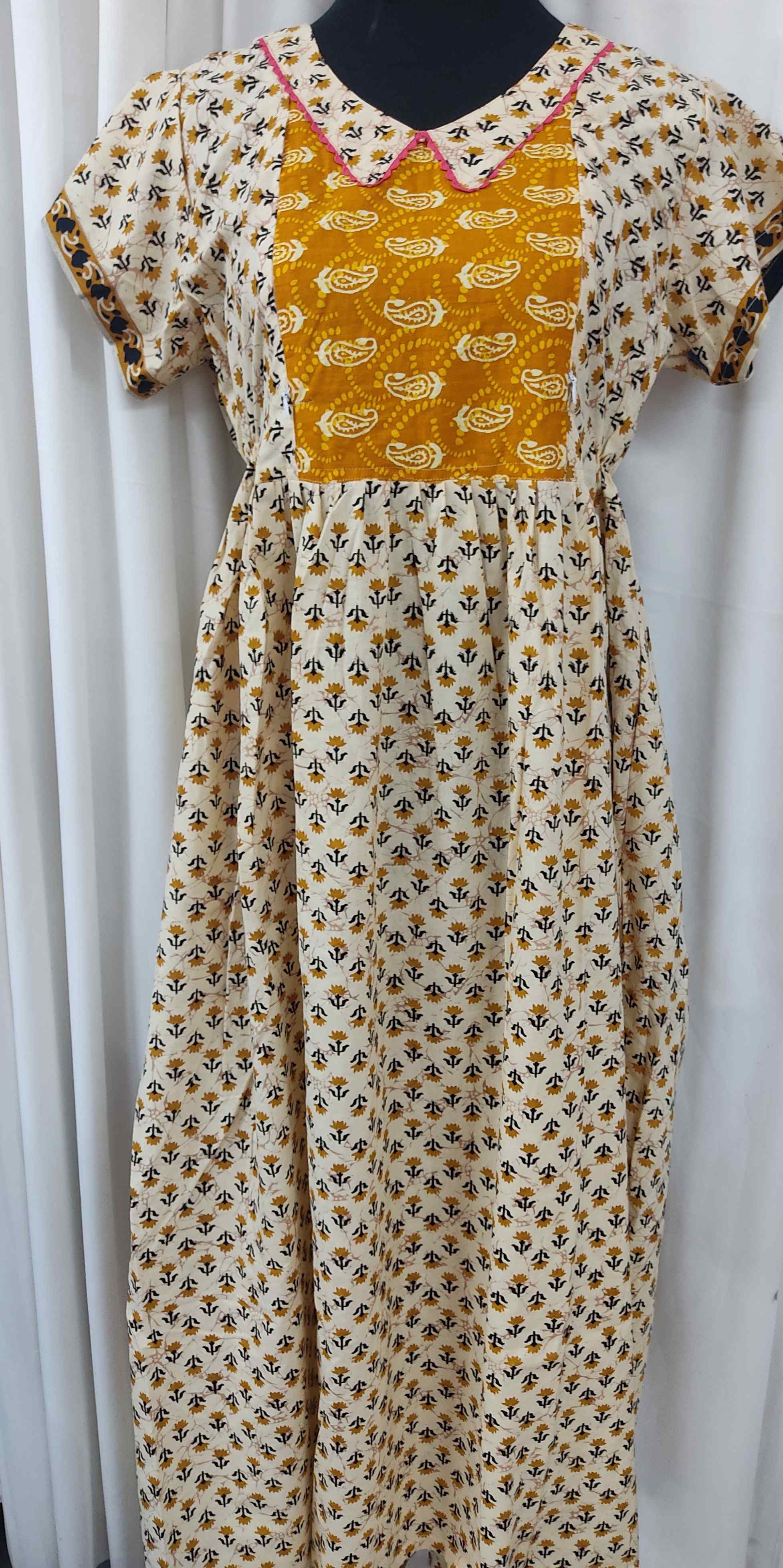 Cotton Pleated , Side zip, With Pockets, Side elastic Medium Plus Printed Maternity Wear