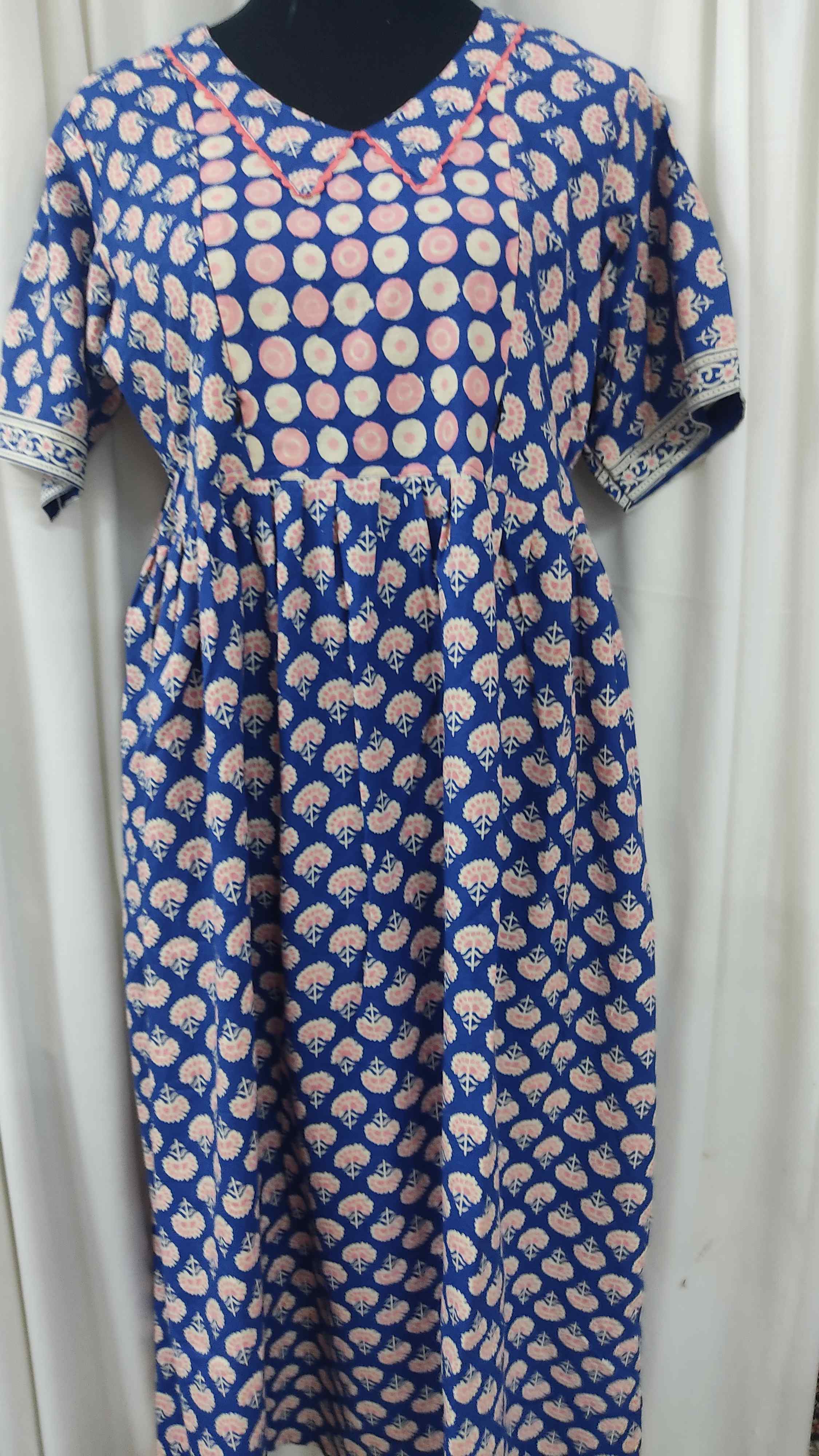 Cotton Pleated , Side zip, Side elastic Medium Plus Printed Maternity Wear