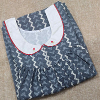 Cotton Pleated , With Pockets, No Open Medium Printed Nighty