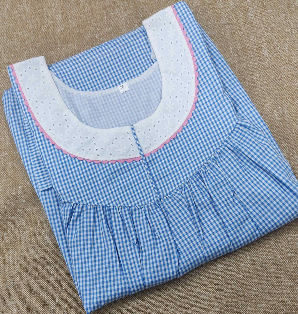 Cotton Pleated , With Pockets, No Open Medium Printed Nighty