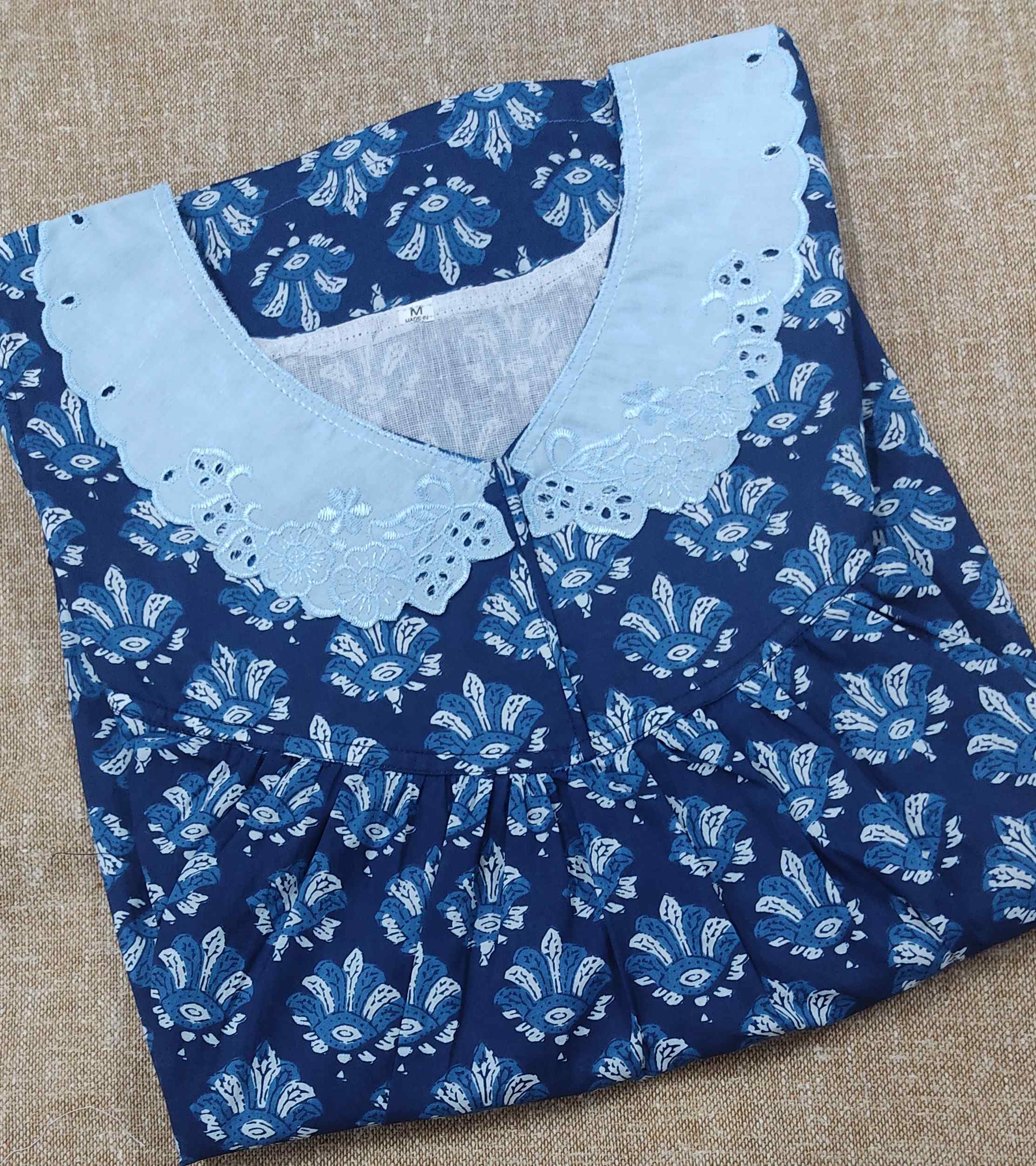 Soft Cotton Pleated , With Pockets, No Open Medium Printed Nighty