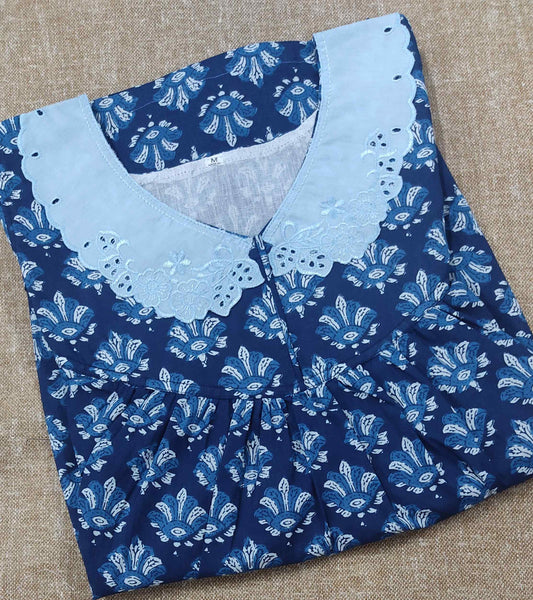 Soft Cotton Pleated , With Pockets, No Open Medium Printed Nighty