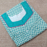 Cotton Pleated , With Pockets, Half Open Medium Printed Nighty