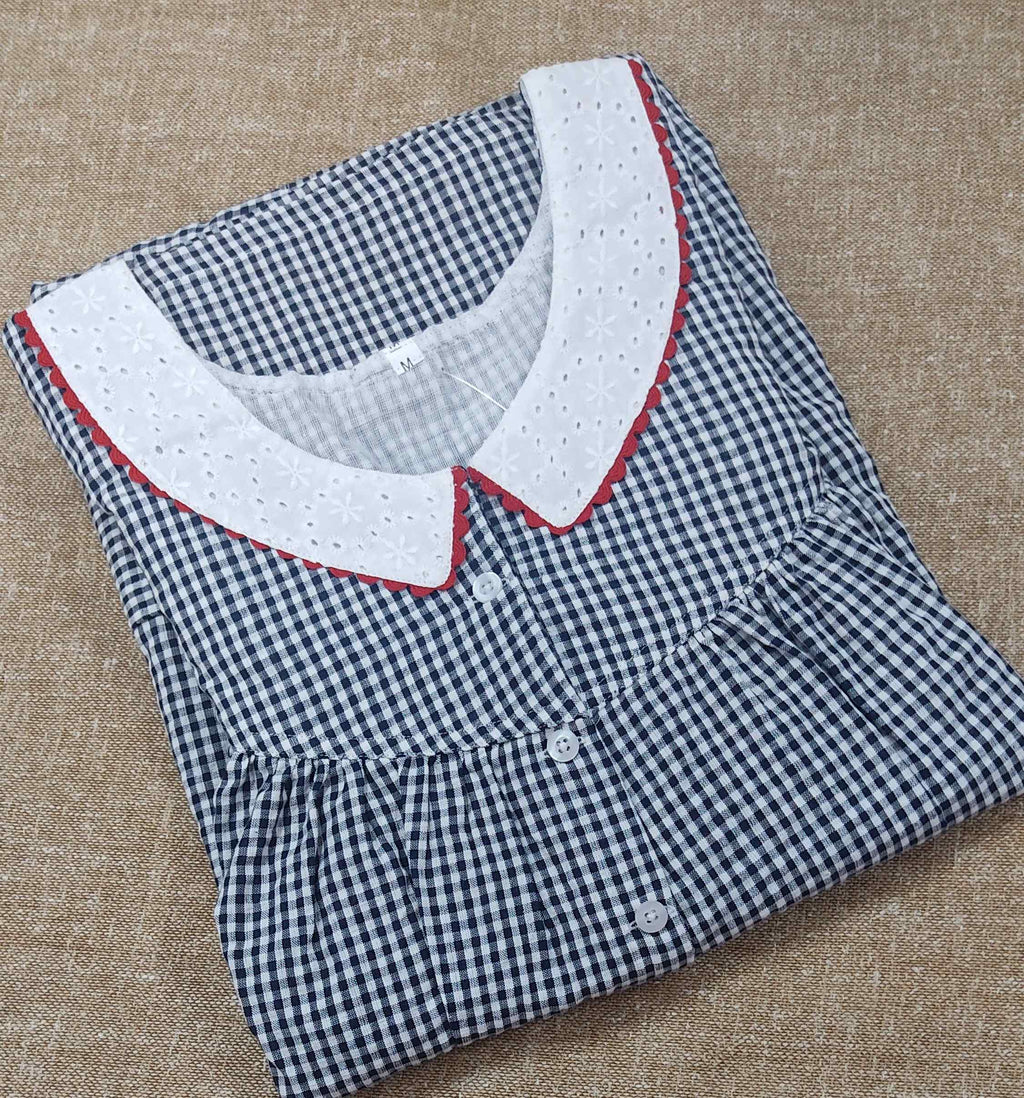 Cotton Pleated , With Pockets, Half Open Medium Printed Nighty