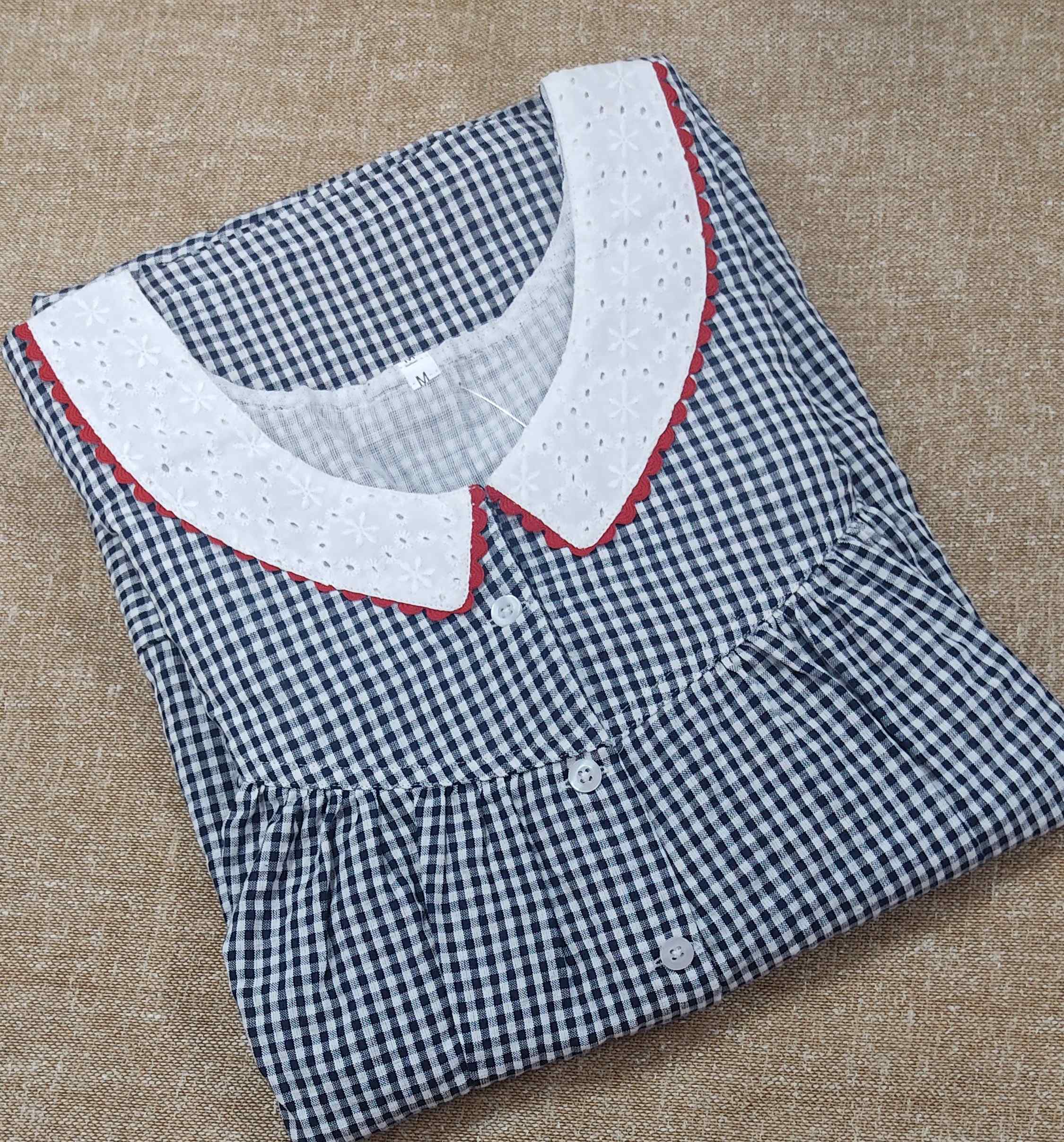 Cotton Pleated , With Pockets, Half Open Medium Printed Nighty