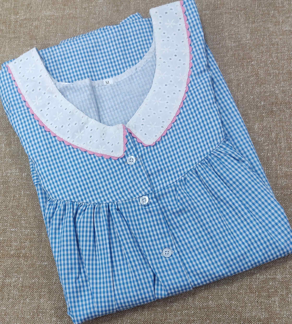 Cotton Pleated , With Pockets, Half Open Medium Printed Nighty