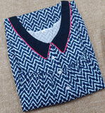 Soft Cotton Pleated , With Pockets, Half Open Medium Printed Nighty