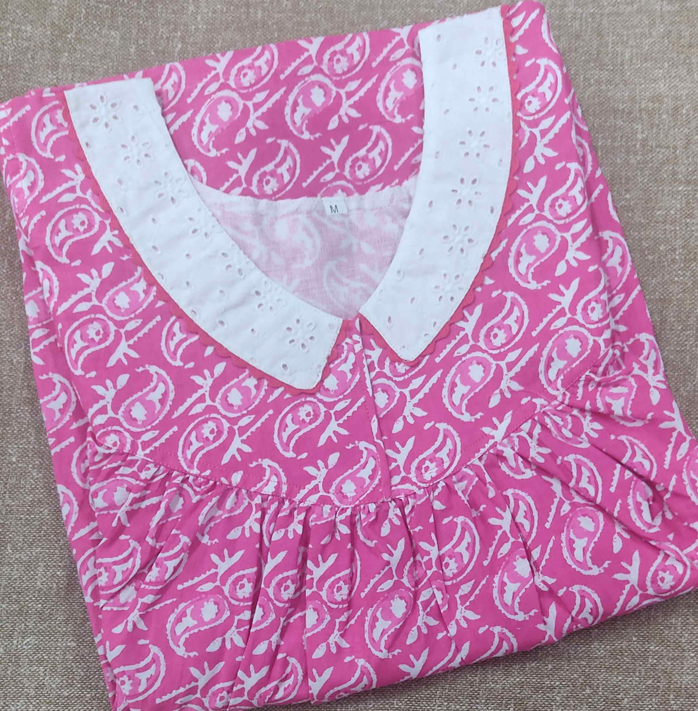 Cotton Pleated , With Pockets, No Open Medium Printed Nighty