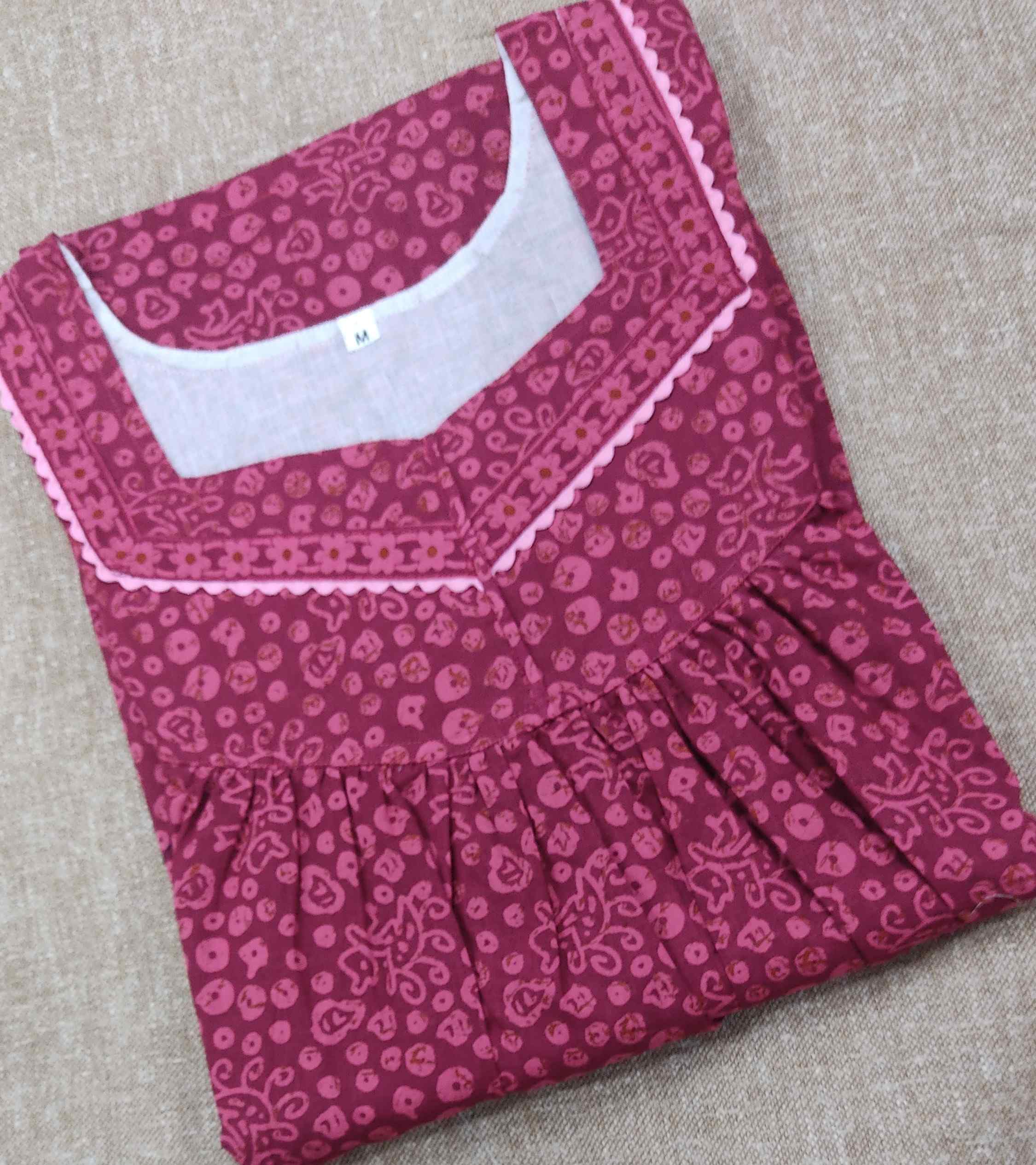 Cotton Pleated , With Pockets, No Open Medium Printed Nighty