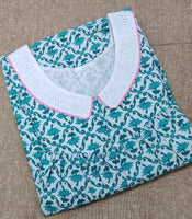 Cotton Pleated , With Pockets, No Open Medium Printed Nighty