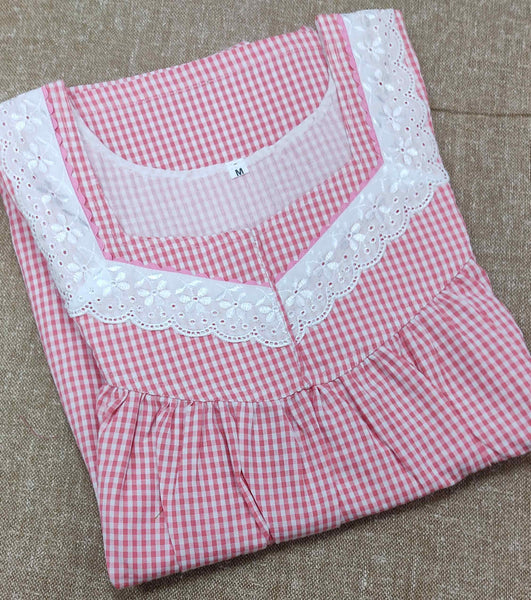 Cotton Pleated , With Pockets, No Open Medium Printed Nighty