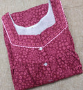 Cotton Pleated , With Pockets, Half Open Medium Printed Nighty