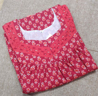 Cotton Pleated , With Pockets, No Open Medium Printed Nighty