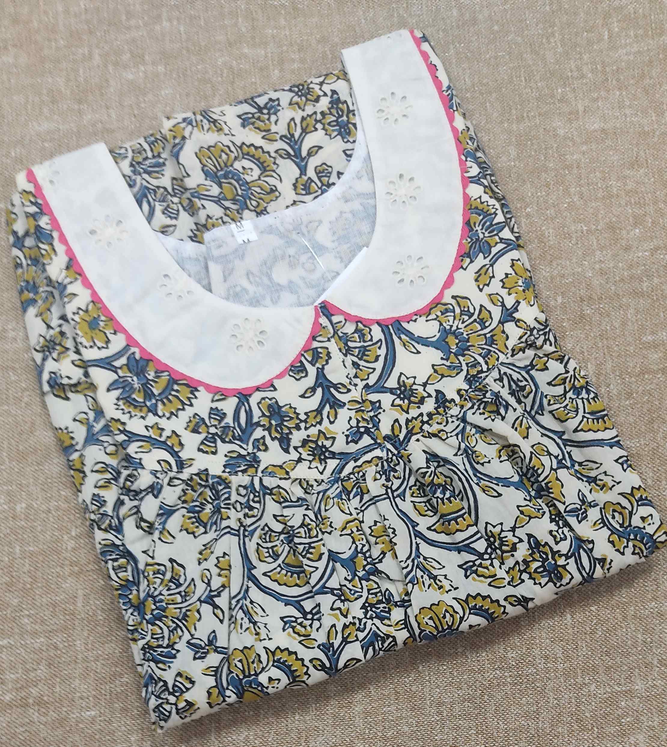 Cotton Pleated , With Pockets, No Open Medium Printed Nighty