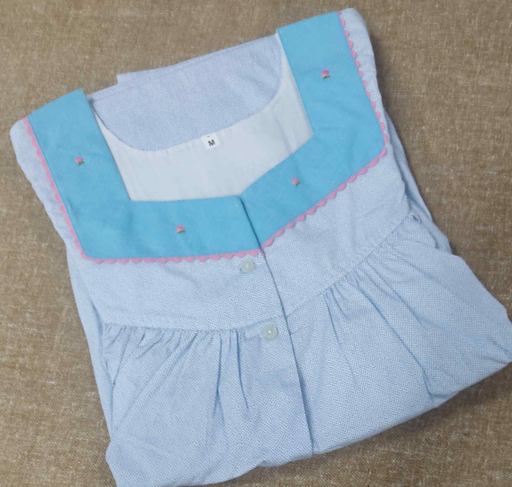 Cotton Pleated , With Pockets, Half Open Medium Printed Nighty