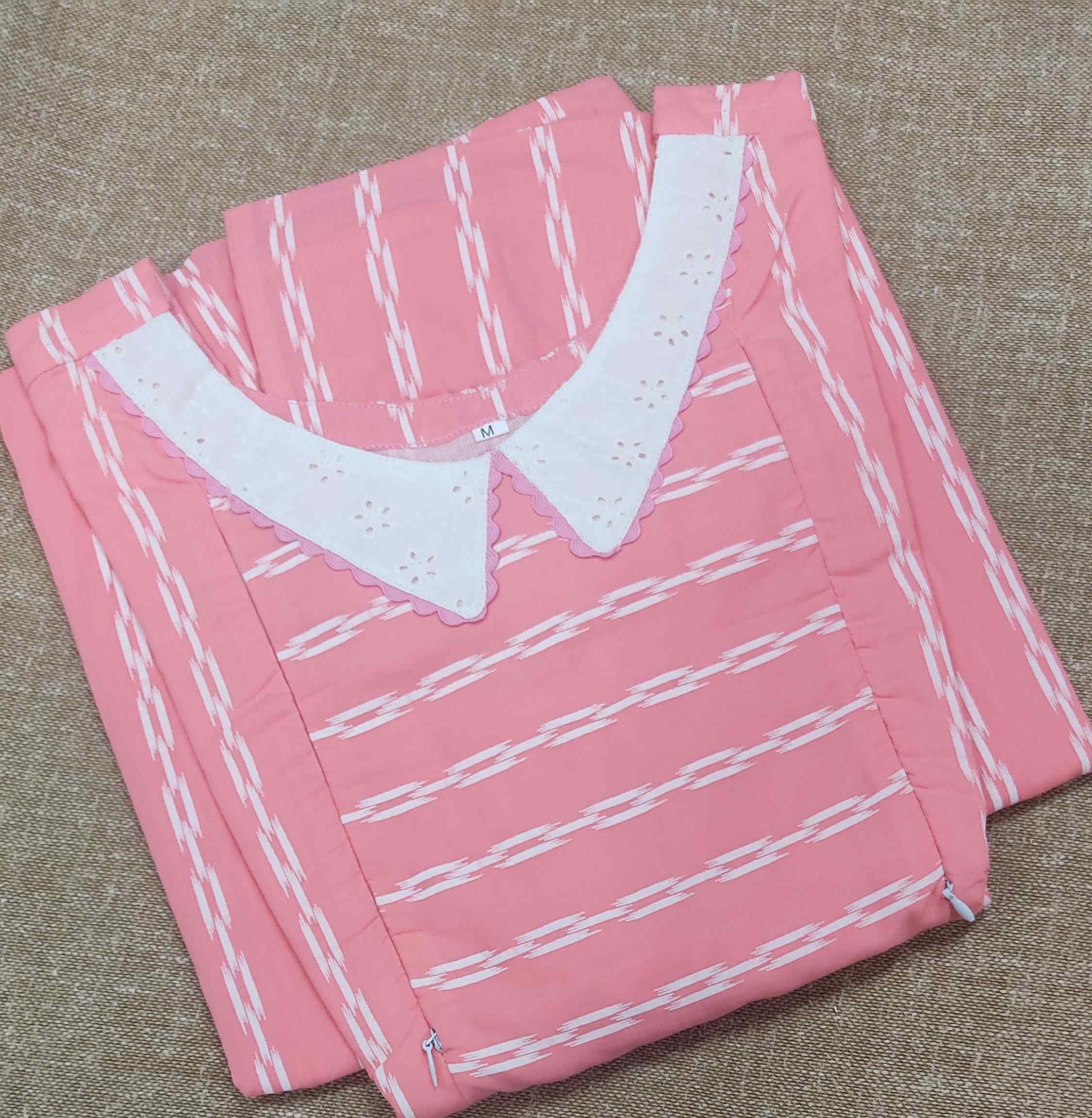 Cotton Pleated , Side zip, Side elastic Small Printed Maternity Wear