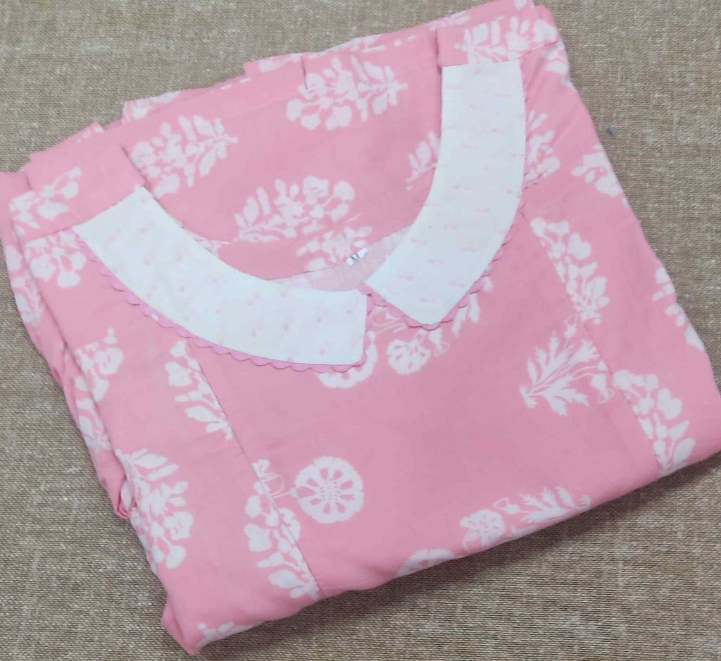 Cotton Pleated , Side zip, With Pockets, Side elastic Medium Printed Maternity Wear