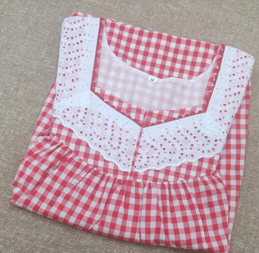 Cotton Pleated , With Pockets, No Open Medium Printed Nighty