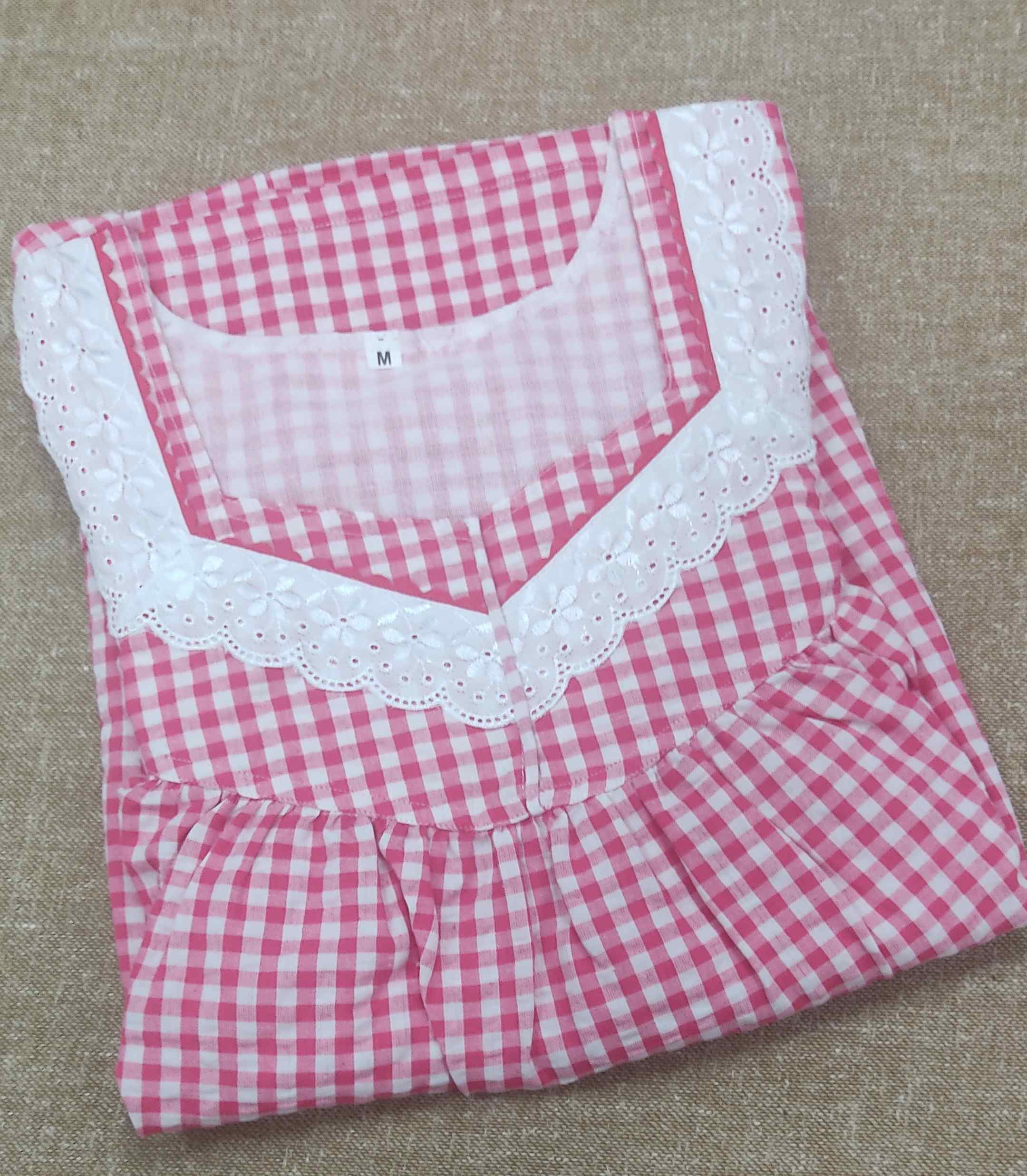 Cotton Pleated , With Pockets, No Open Medium Printed Nighty