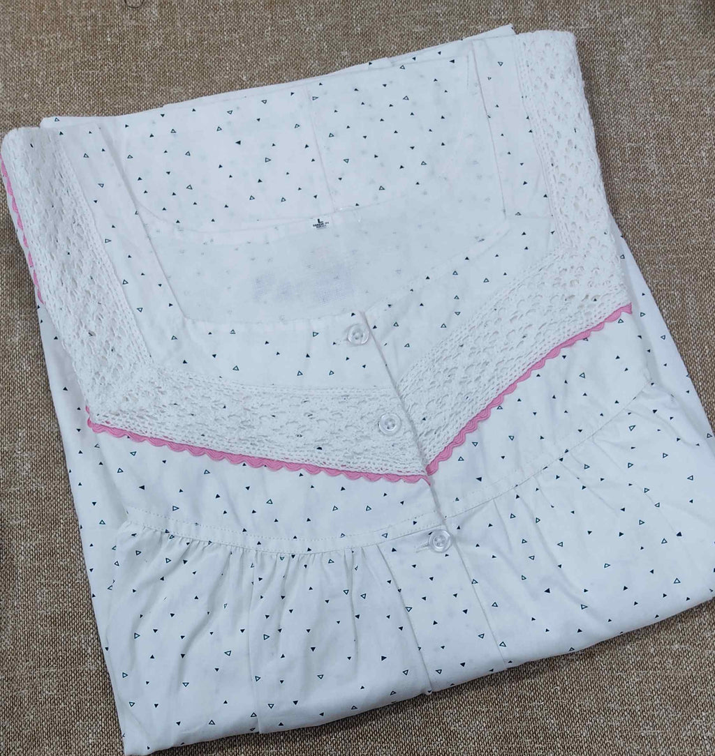 Cotton Pleated , Full Open Large Printed Nighty