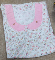 Cotton Pleated , With Pockets, Half Open Small Printed Nighty