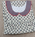 Cotton Pleated , With Pockets, Half Open Small Printed Nighty
