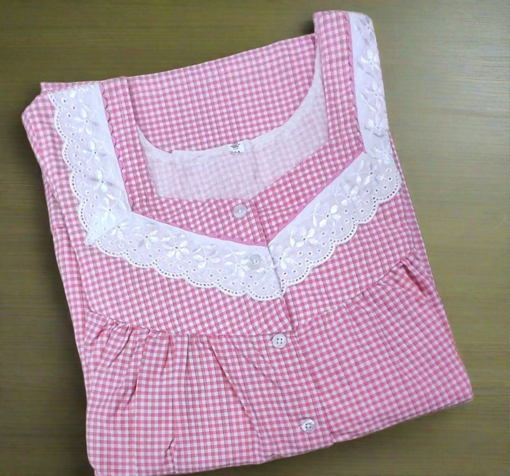 Cotton Pleated , With Pockets, Half Open Medium Printed Nighty