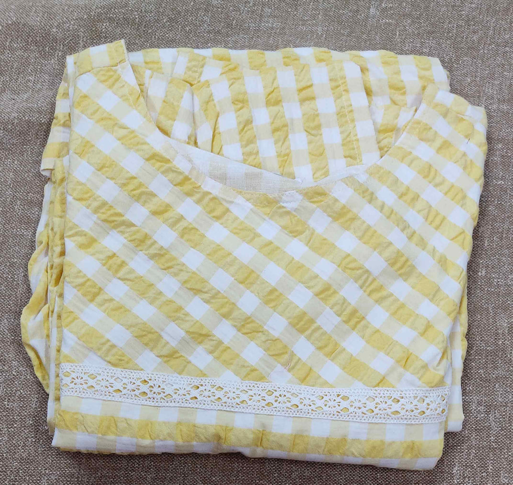 Cotton Pleated , Side elastic, No Open Medium Printed Nighty