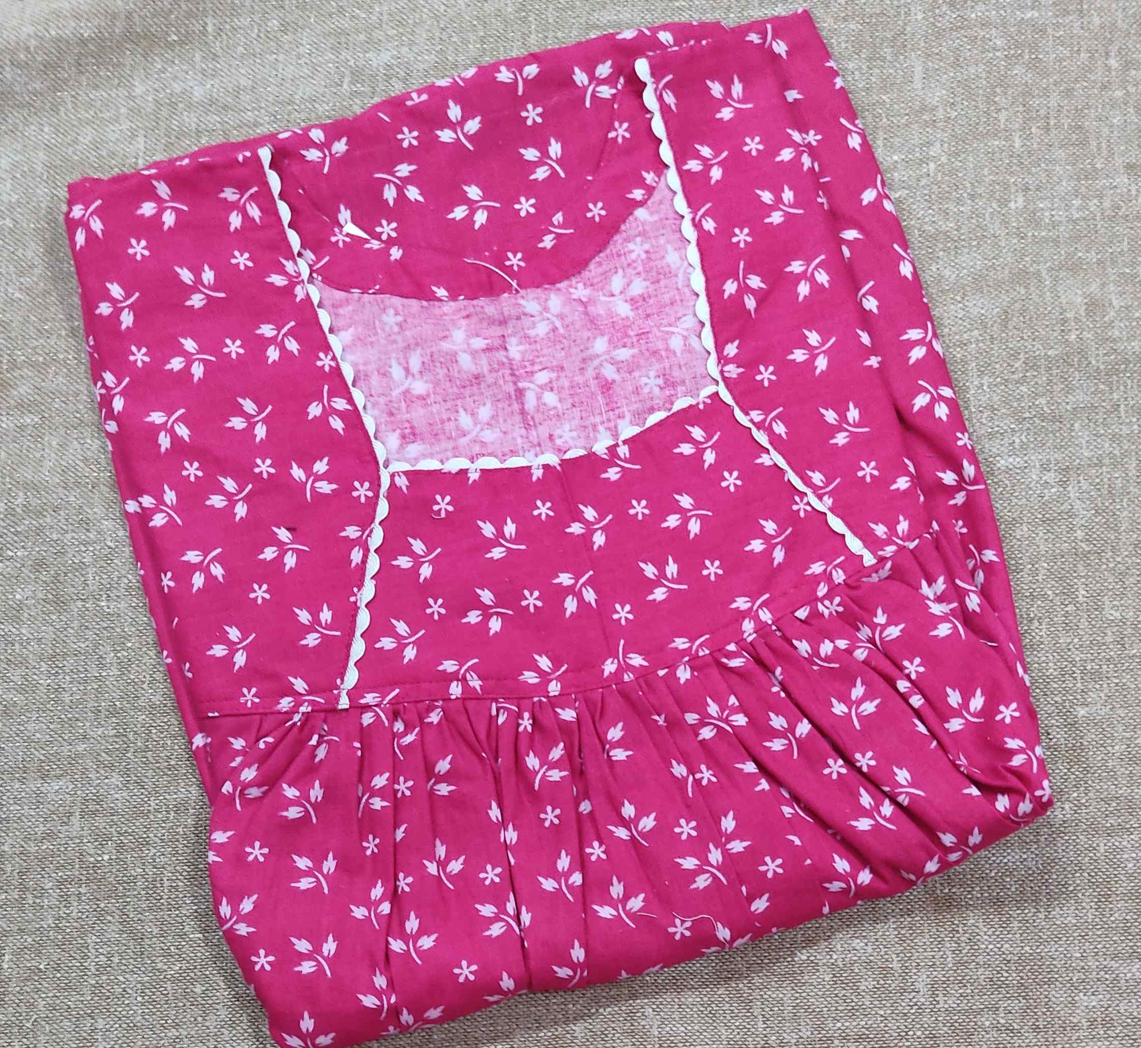 Cotton Pleated , No Open Medium Printed Nighty