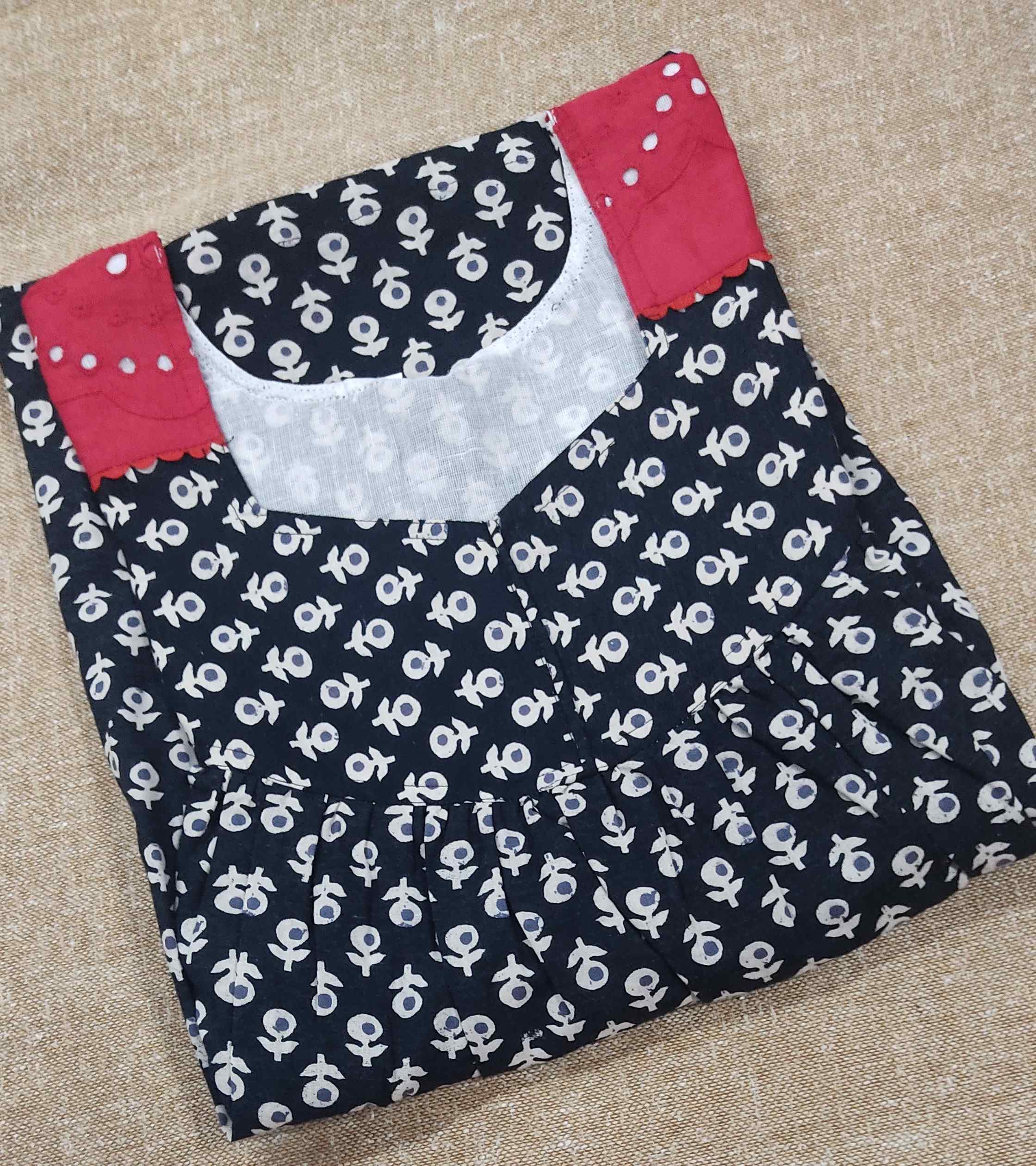 Cotton Pleated , With Pockets, Half Open Medium Printed Nighty