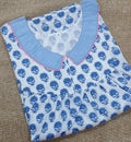 Cotton Pleated , With Pockets, No Open Small Printed Nighty