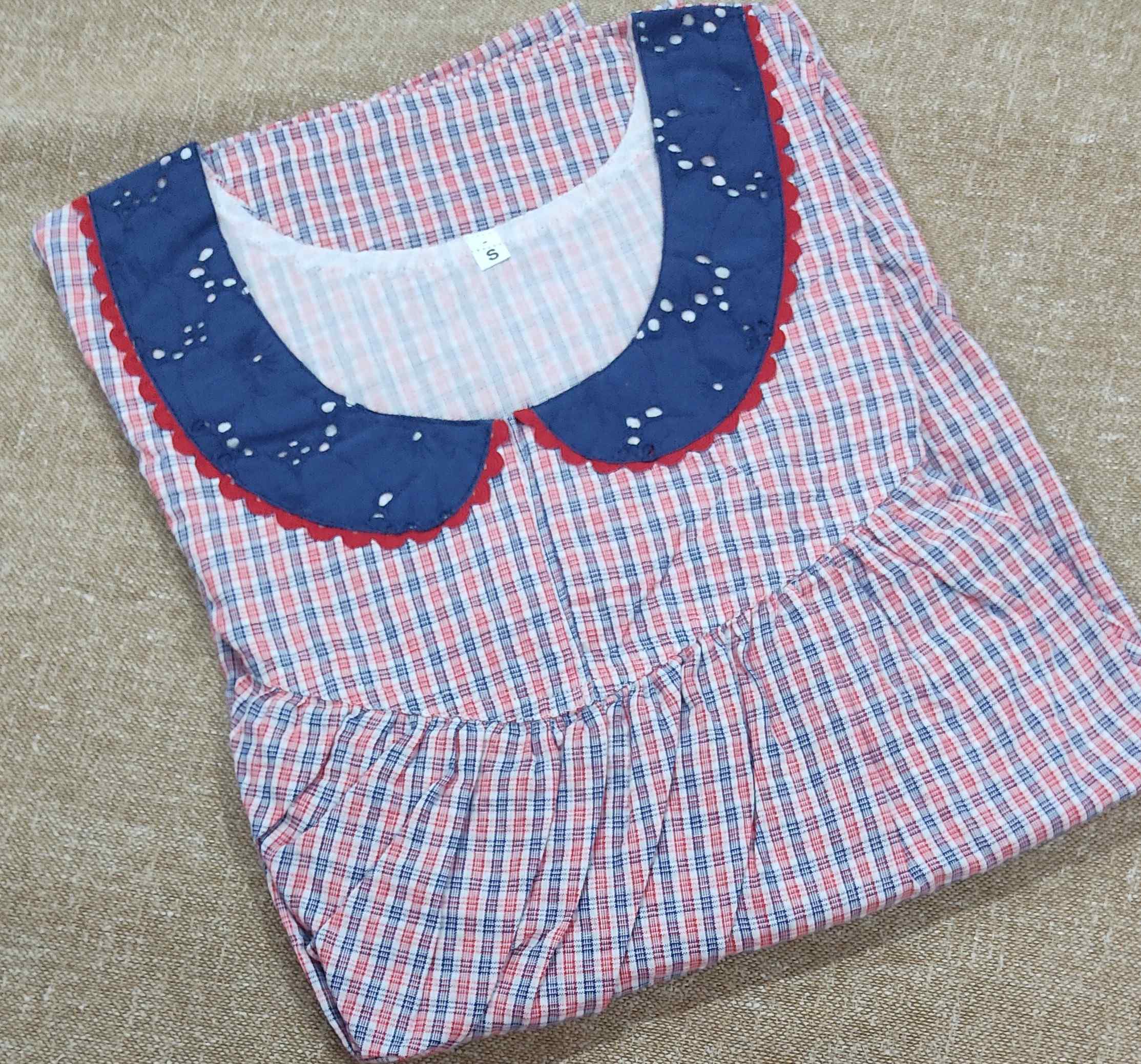 Cotton Pleated , With Pockets, No Open Small Printed Nighty