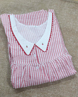 Cotton Pleated , With Pockets, Full Open Small Printed Nighty