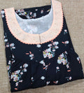 Rayon Pleated , With Pockets, Half Open Small Printed Nighty