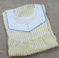 Cotton Pleated , With Pockets, Half Open Small Printed Nighty