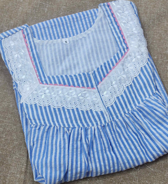 Cotton Pleated , With Pockets, No Open Small Printed Nighty