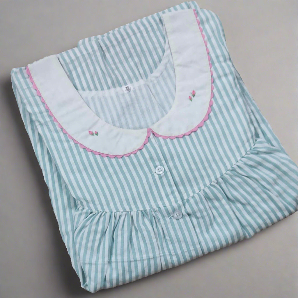 Cotton Pleated , With Pockets, Full Open Medium Printed Nighty