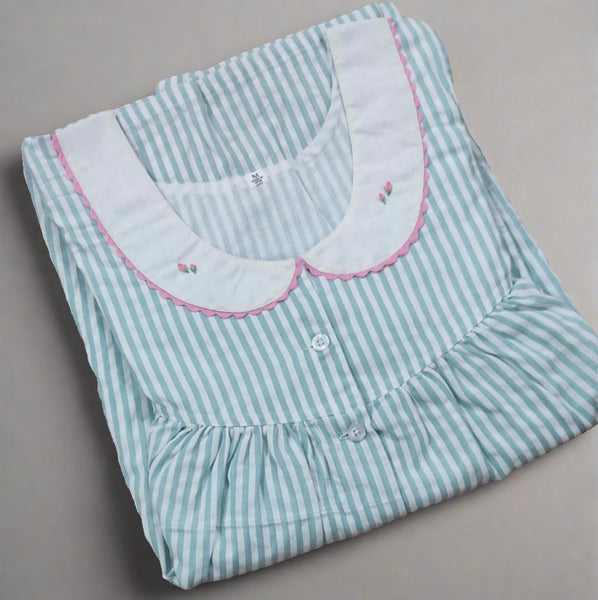 Cotton Pleated , With Pockets, Full Open Medium Printed Nighty