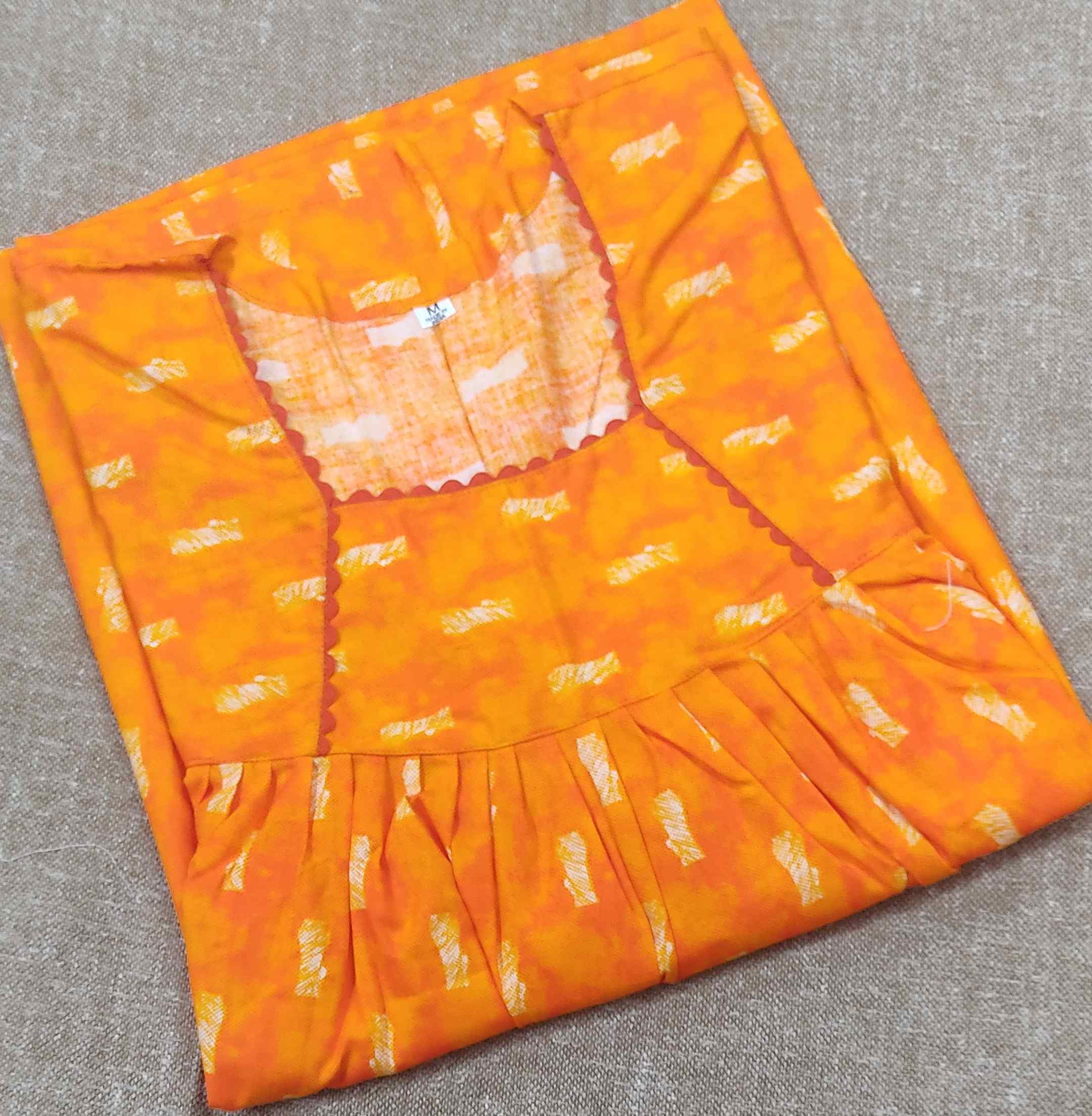 Cotton Pleated , No Open Medium Printed Nighty