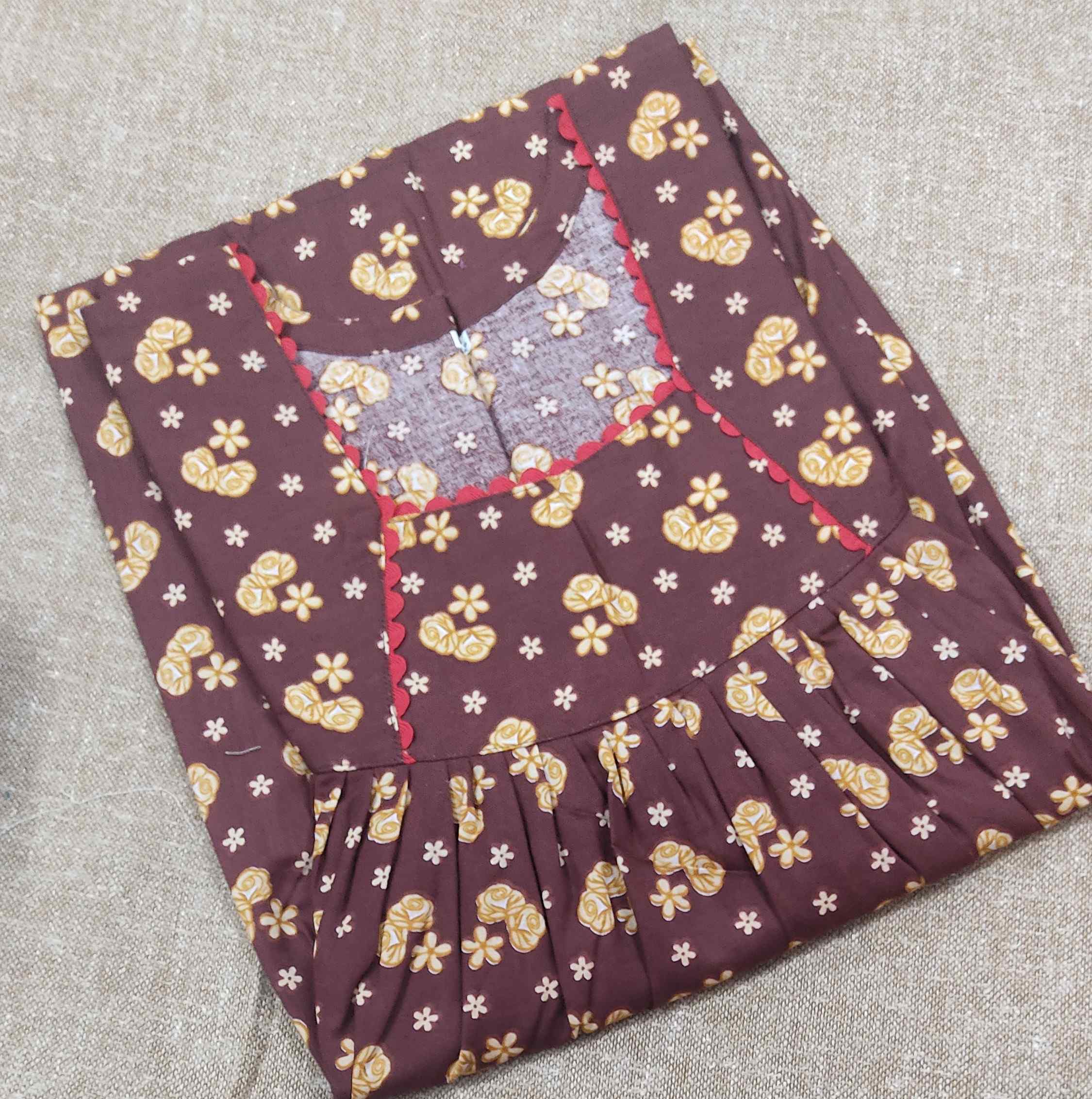 Cotton Pleated , No Open Medium Printed Nighty