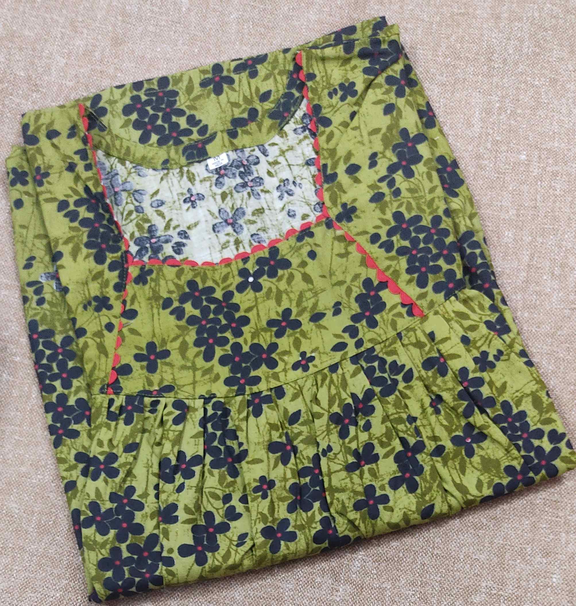 Cotton Pleated , No Open Medium Printed Nighty