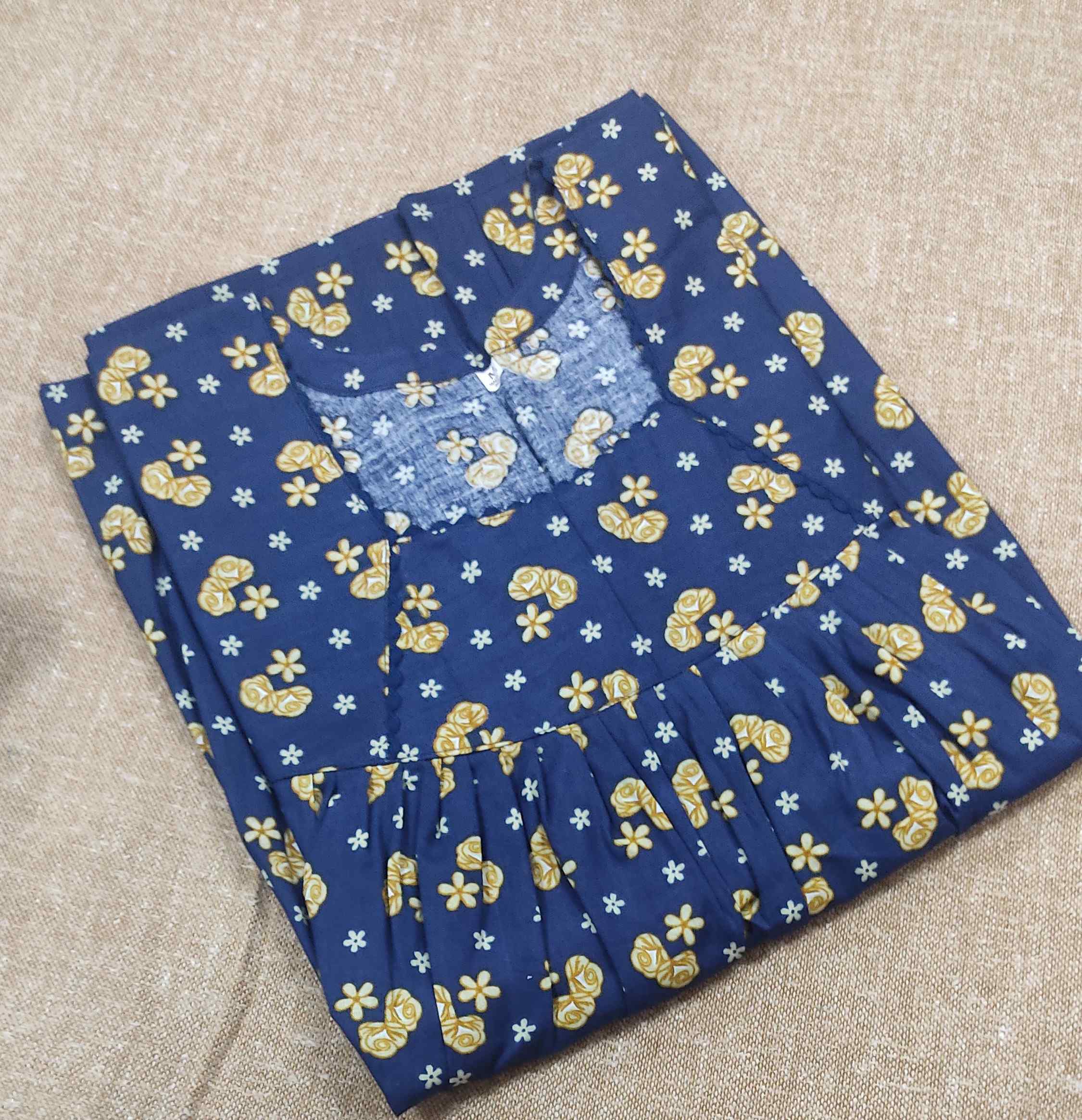 Cotton Pleated , No Open Medium Printed Nighty