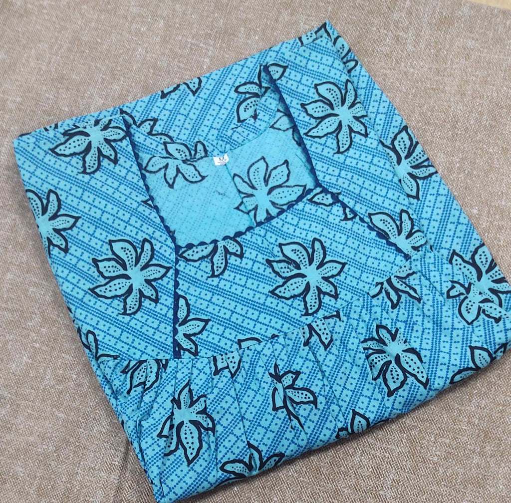 Cotton Pleated , No Open Medium Printed Nighty