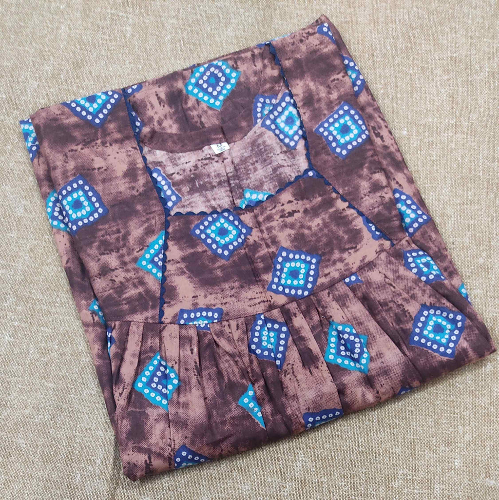 Cotton Pleated , No Open Medium Printed Nighty