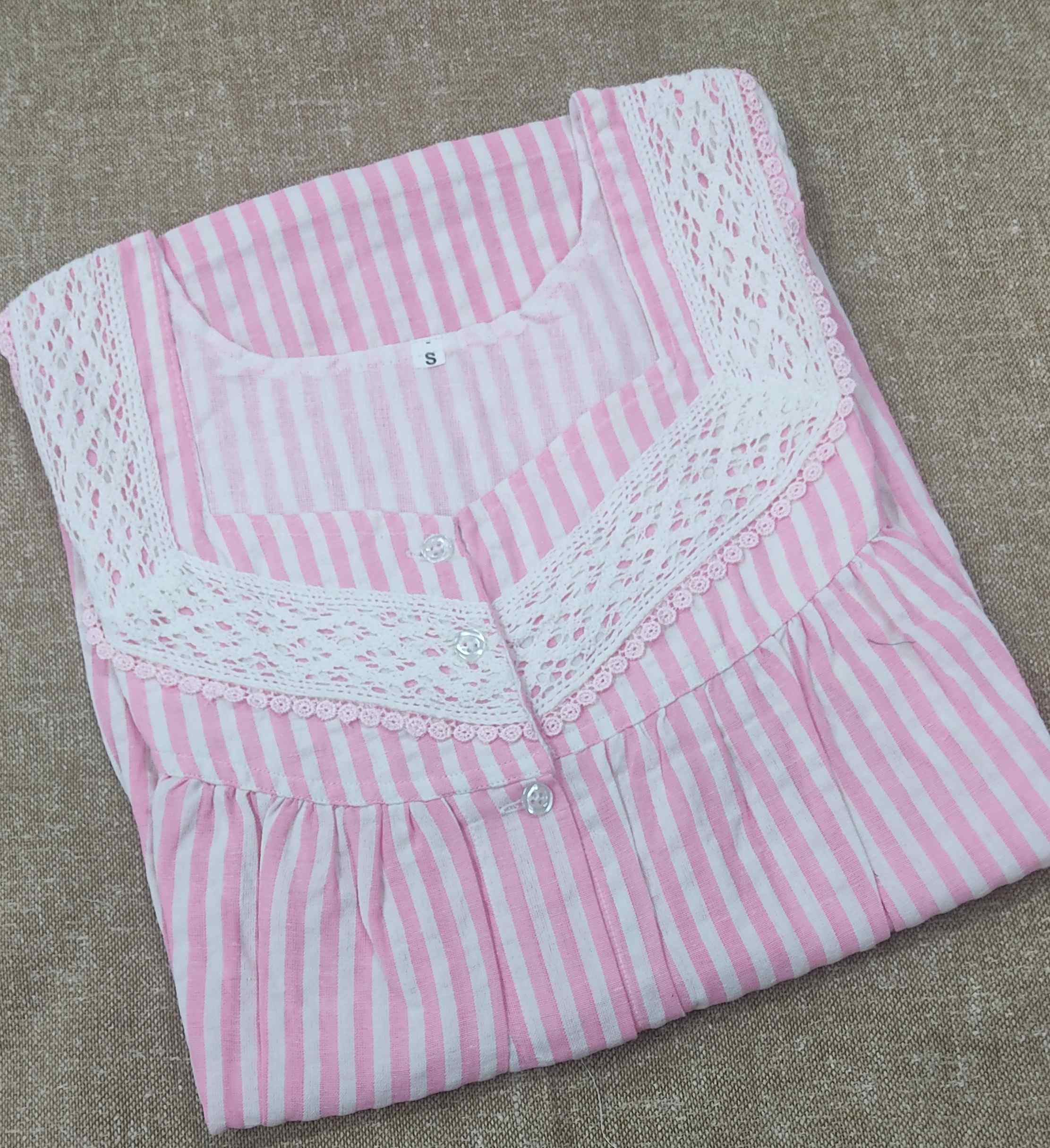 Cotton Pleated , Full Open Small Printed Nighty