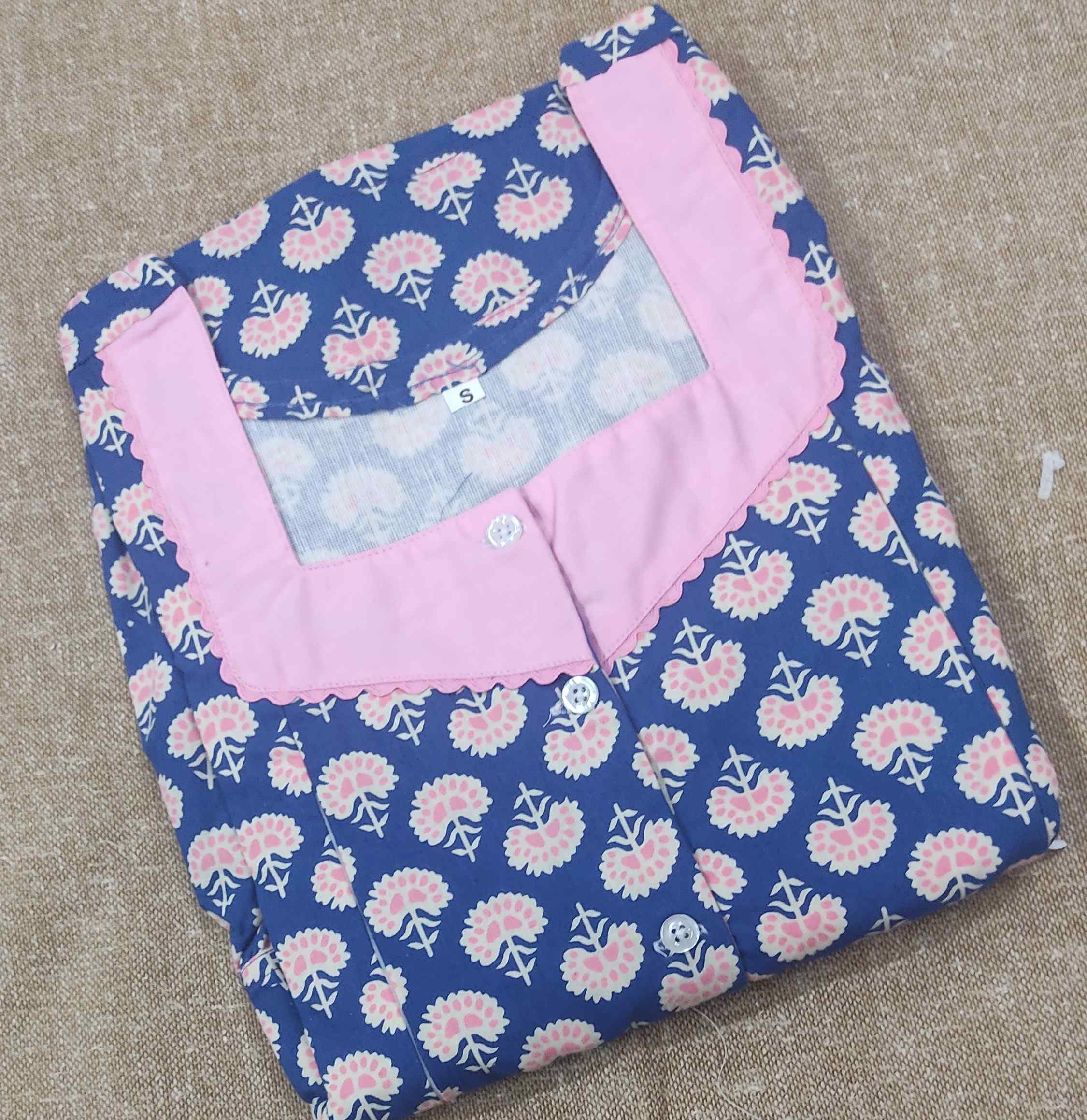 Cotton Pleated , Side zip, Side elastic, Full Open Small Printed Maternity Wear