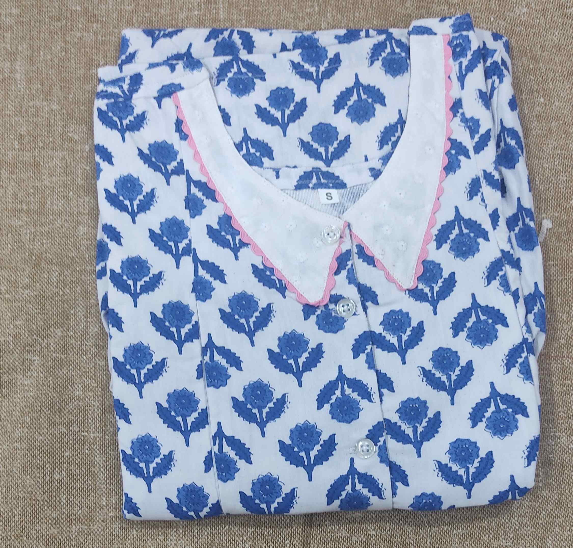 Cotton Pleated , Side zip, Side elastic, Full Open Small Printed Maternity Wear
