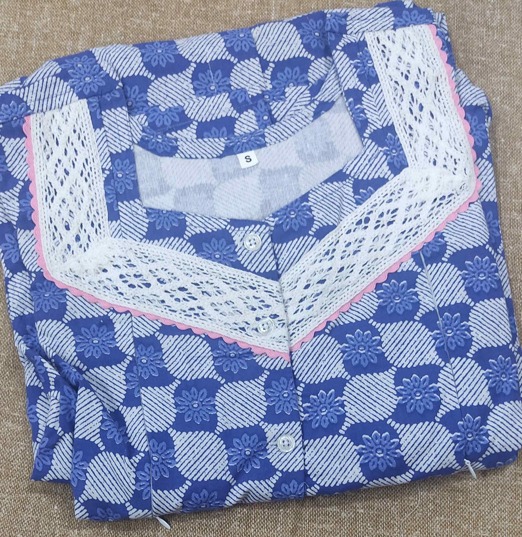 Cotton Pleated , Side zip, Side elastic, Full Open Small Printed Maternity Wear
