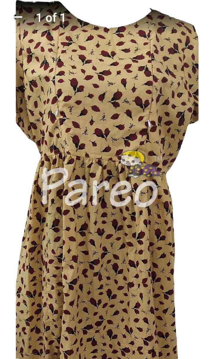 Cotton Pleated , Side zip, With Pockets, Tying String Small Printed Maternity Wear